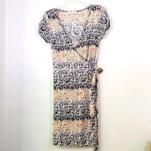 Ann Taylor Loft speckled stripe jersey wrap dress